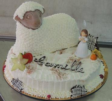 Gâteau mouton – Camille (rond, raquette)